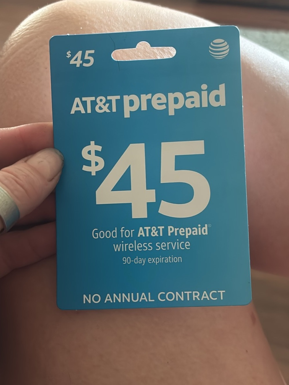 Prepaid $45 AT&T card.